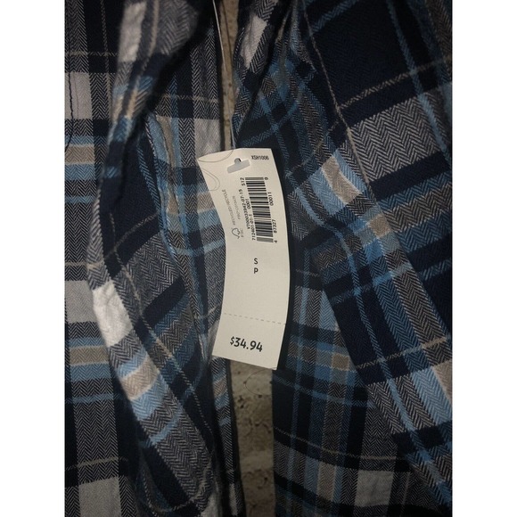 Old Navy Men's Blue White Gray Plaid Shirt Button Down Front Slim Fit Size Small - Picture 4 of 5